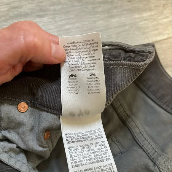 MOTHER Gray Corduroy Midi Skirt Frayed Raw Hem Size 24 - Picture 8 of 13